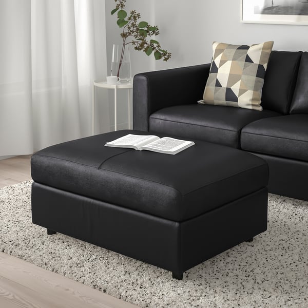 VIMLE footstool with storage, Grann/Bomstad black, 98x73 cm