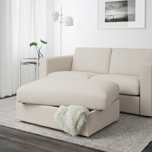 VIMLE Footstool with storage - Gunnared beige ,