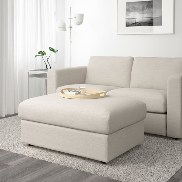 VIMLE footstool with storage, Gunnared beige, 98x73 cm