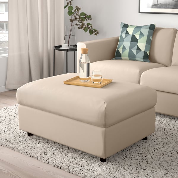 VIMLE footstool with storage, Hallarp beige, 98x73 cm