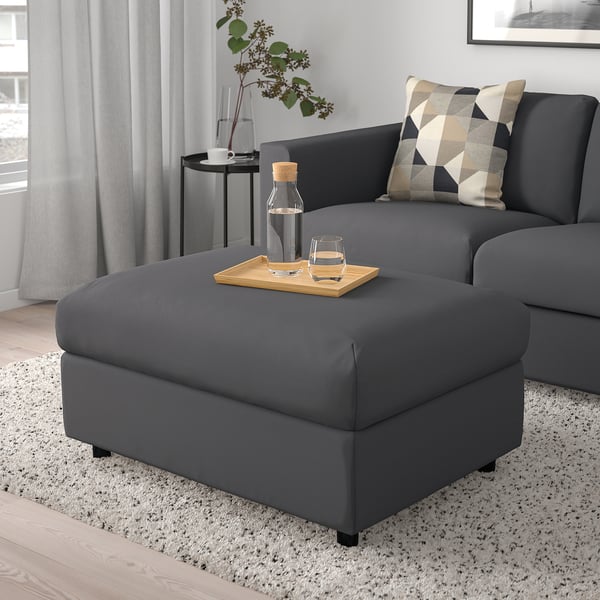 VIMLE Footstool with container - Hallarp grey ,