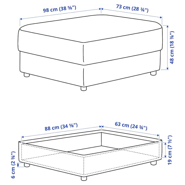 Ikea VIMLE - Footstool with storage, Hillared beige ,