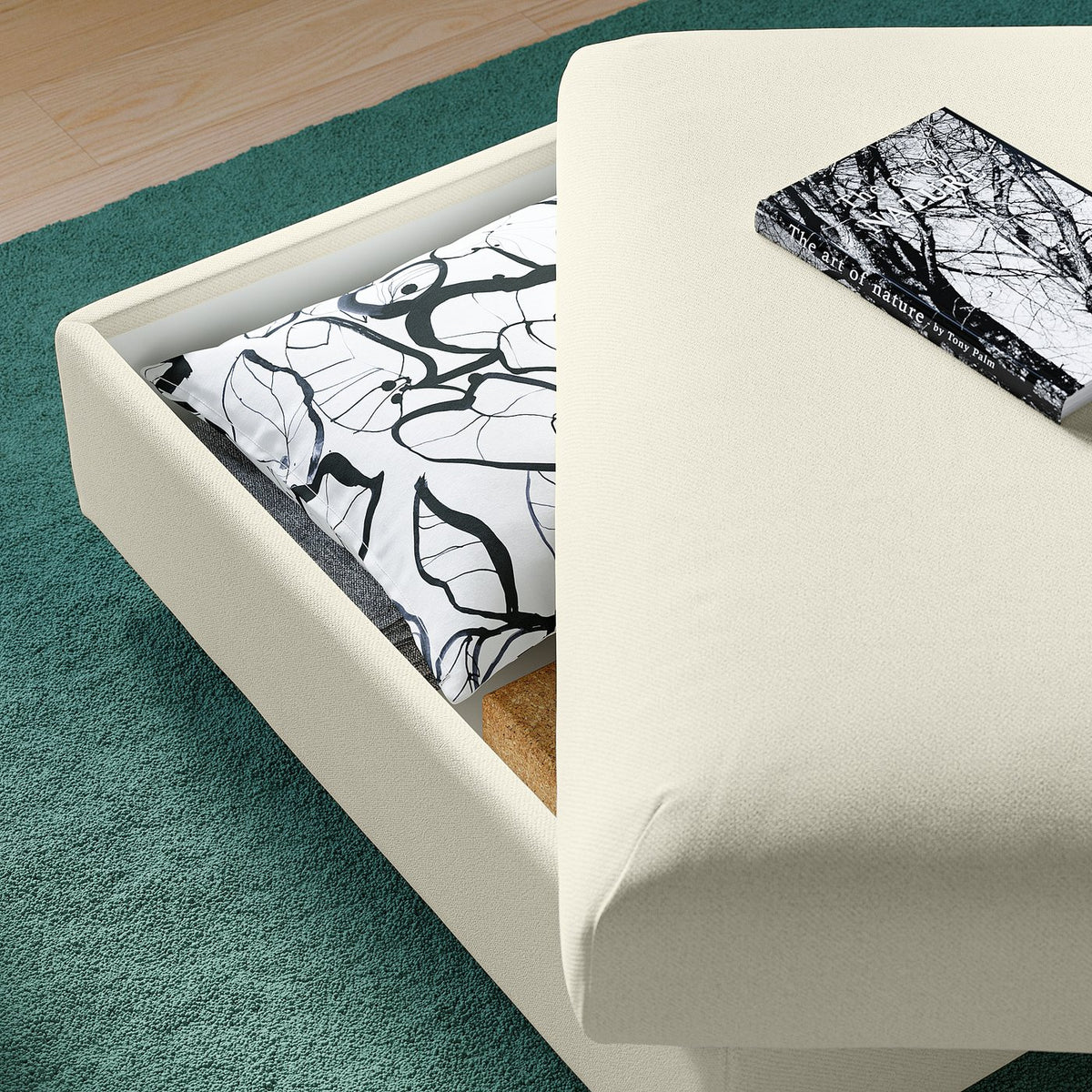 VIMLE footstool with storage, Johanneshov off-white, 98x73 cm
