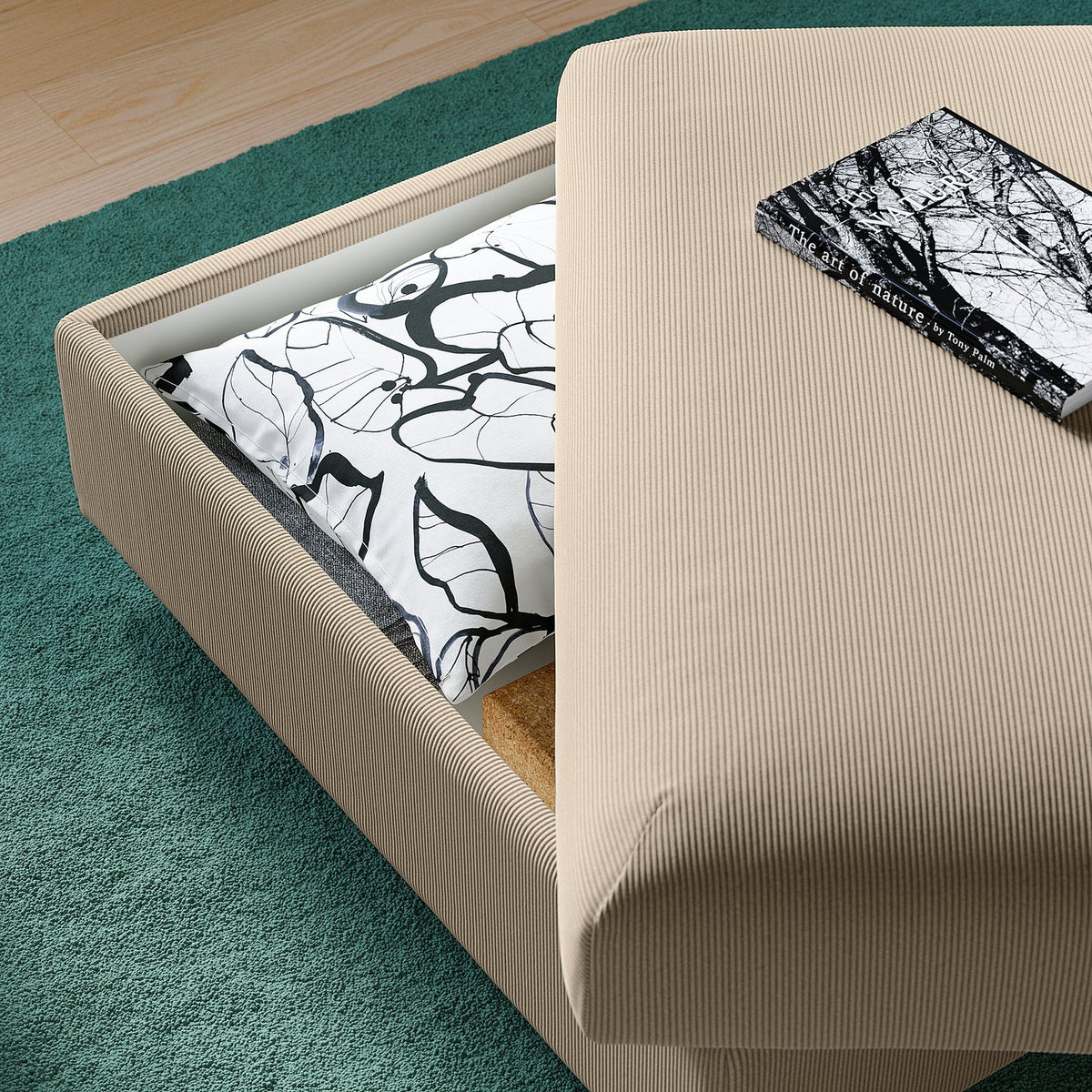 VIMLE footstool with storage, Kelinge beige, 98x73 cm