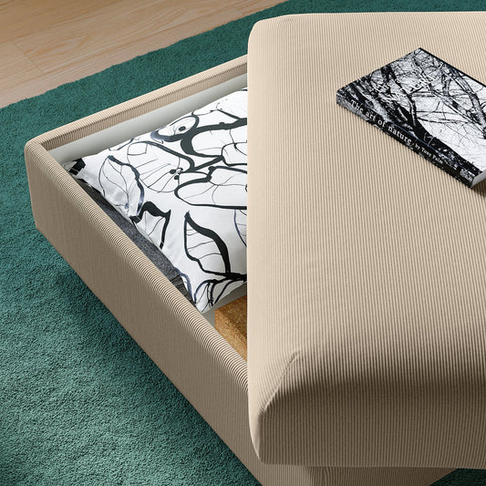 VIMLE footstool with storage, Kelinge beige, 98x73 cm