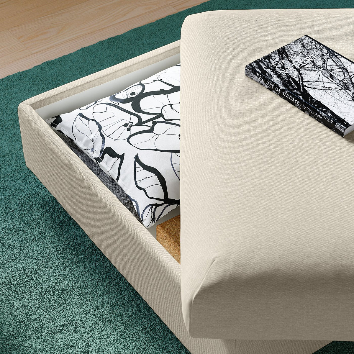 VIMLE footstool with storage, Knäbäck light beige, 98x73 cm
