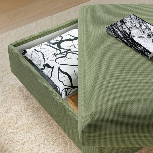 VIMLE footstool with storage, Mosshed grey-green, 98x73 cm