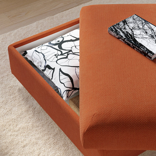 VIMLE footstool with storage, Mosshed red-brown, 98x73 cm