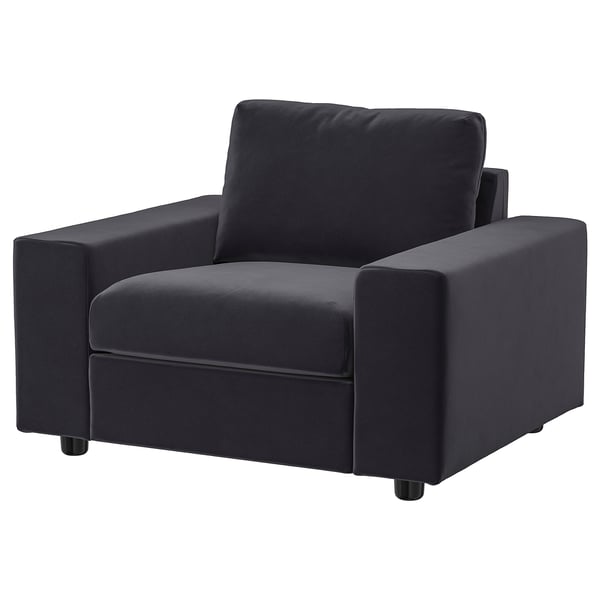 VIMLE armchair, with wide armrests/Djuparp dark grey, 115x83x98 cm