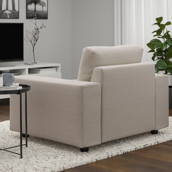 VIMLE armchair, with wide armrests Gunnared/beige