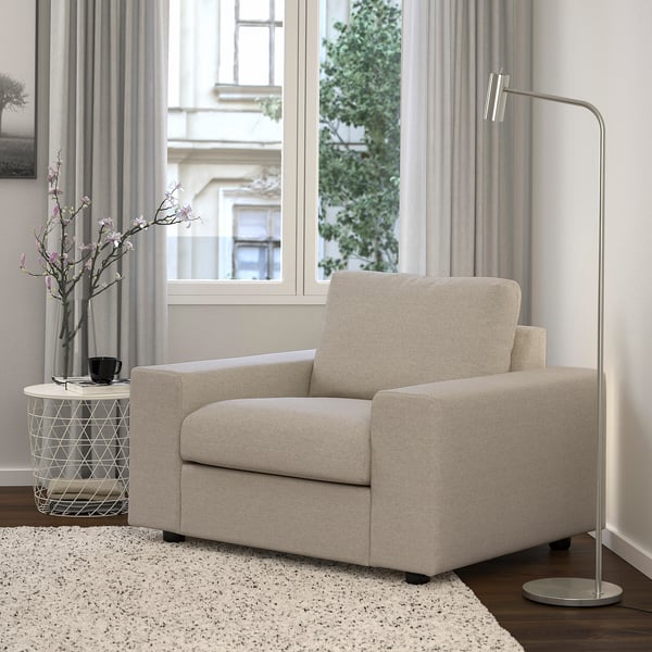 VIMLE armchair, with wide armrests Gunnared/beige, 115x83x98 cm