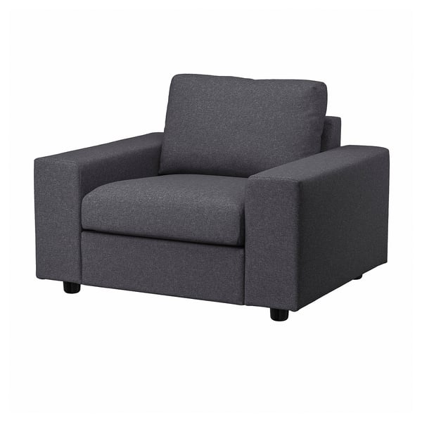 VIMLE armchair, with wide armrests/Gunnared medium grey, 115x83x98 cm