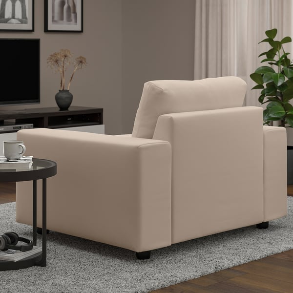 VIMLE armchair, with wide armrests/Hallarp beige, 115x83x98 cm