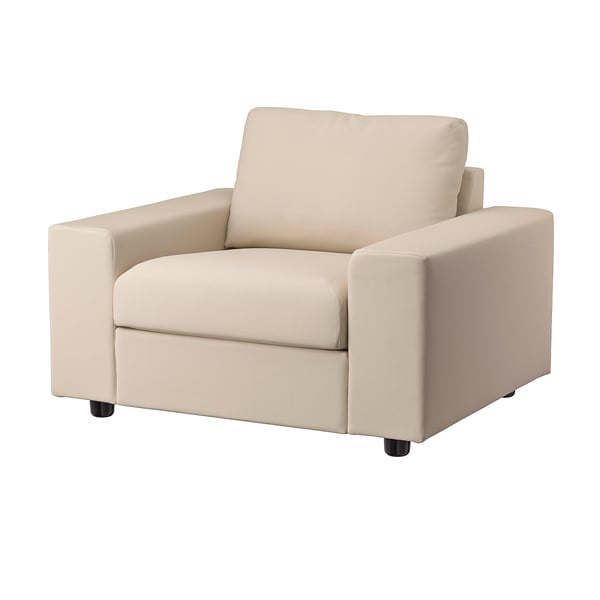 VIMLE armchair, with wide armrests/Hallarp beige, 115x83x98 cm