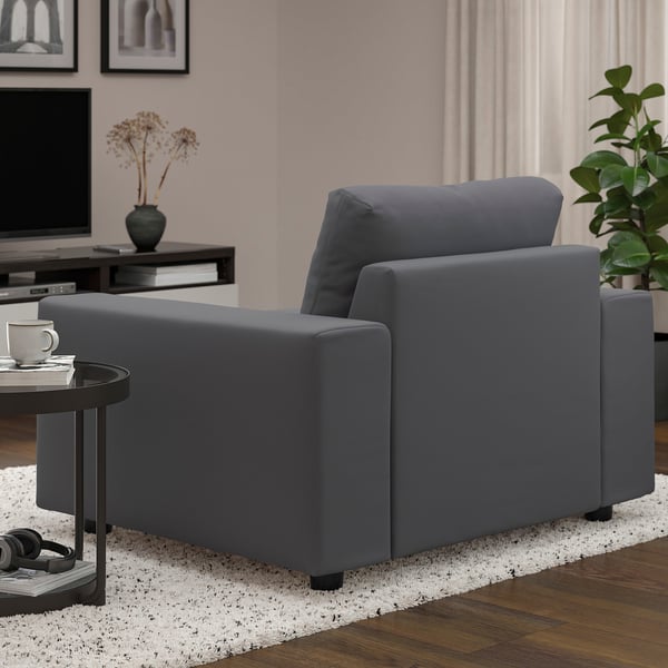 VIMLE armchair, with wide armrests/Hallarp grey