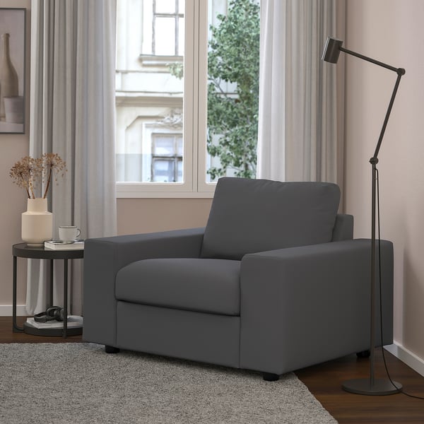 VIMLE armchair, with wide armrests/Hallarp grey