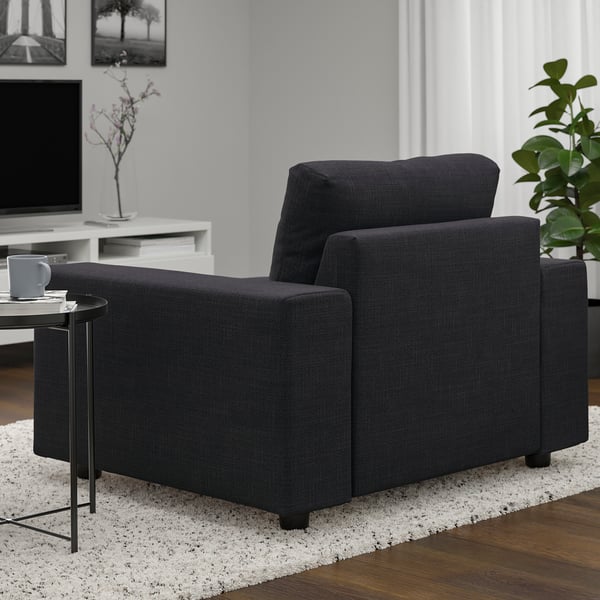 VIMLE armchair, with wide armrests/Hillared anthracite, 115x83x98 cm