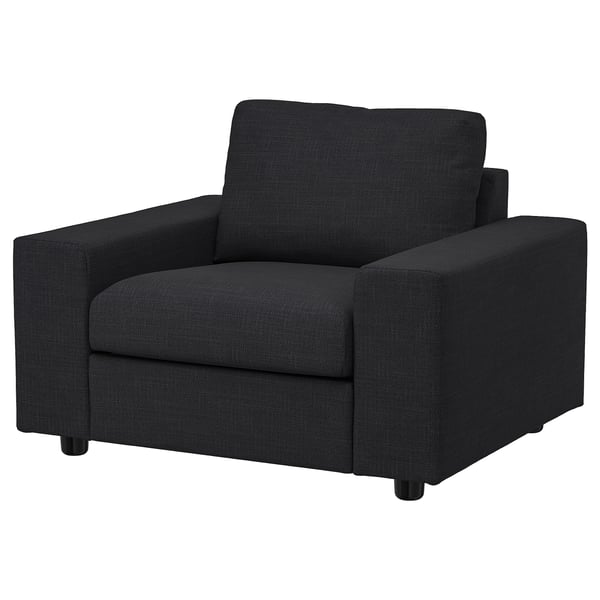 VIMLE armchair, with wide armrests/Hillared anthracite, 115x83x98 cm