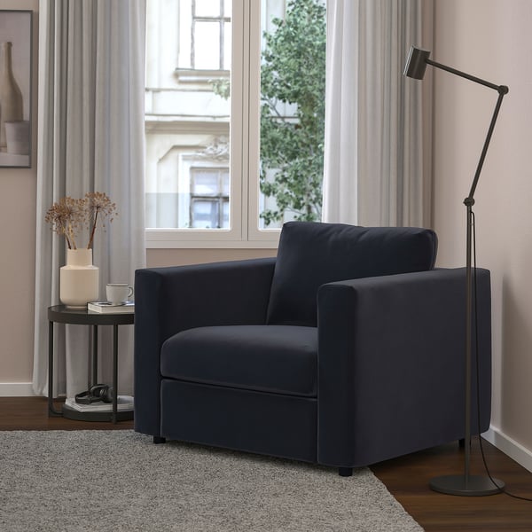 VIMLE armchair, Djuparp dark grey, 71x6x98 cm