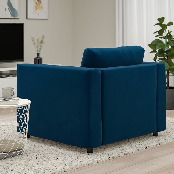 VIMLE armchair, Djuparp dark green-blue, 71x6x98 cm