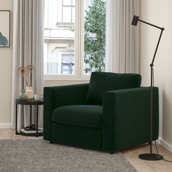 VIMLE armchair, Djuparp dark green, 71x6x98 cm
