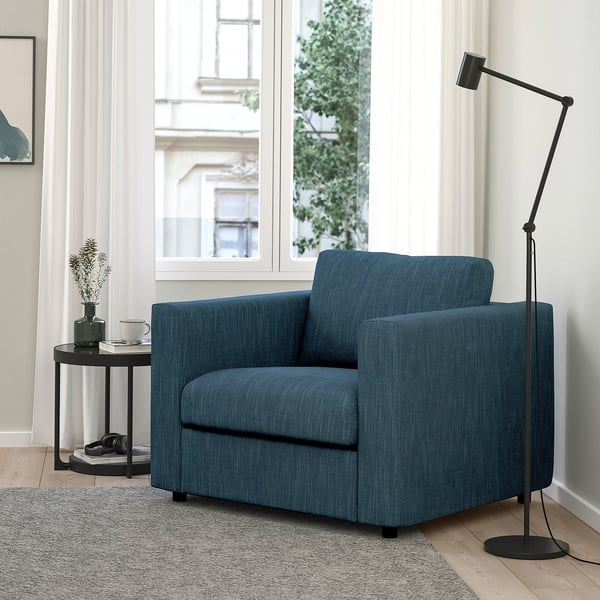 VIMLE armchair, Hillared dark blue, 101x83x98 cm