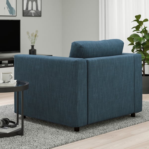 VIMLE armchair, Hillared dark blue, 101x83x98 cm