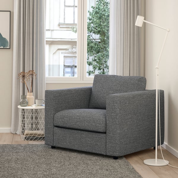 VIMLE armchair, Lejde grey/black, 101x83x98 cm