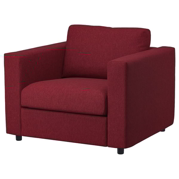 VIMLE armchair, Lejde red/brown, 71x6x98 cm