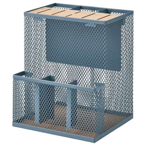 VIMPELFISK knife block, bamboo/grey-turquoise, 18x16 cm