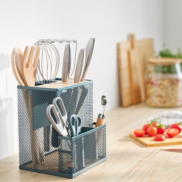 Ikea VIMPELFISK - Knife block, bamboo/grey-turquoise