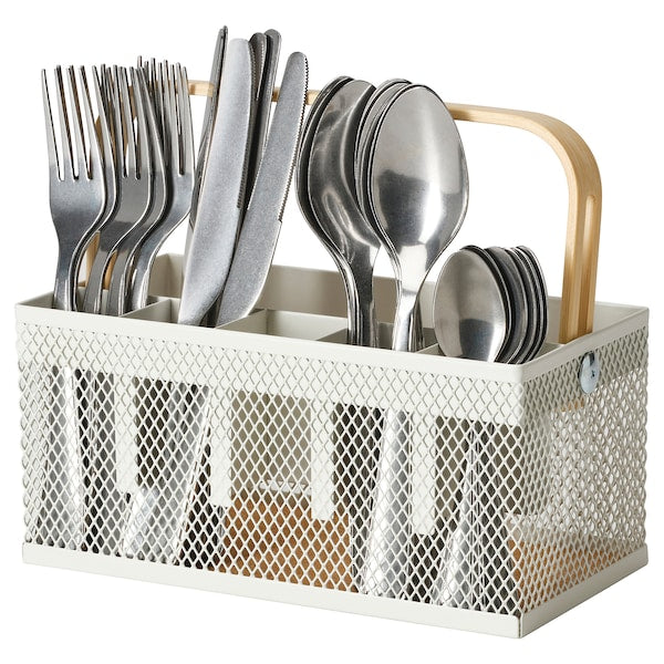 VIMPELFISK - 24-piece cutlery set with holder, stainless steel bamboo/off-white