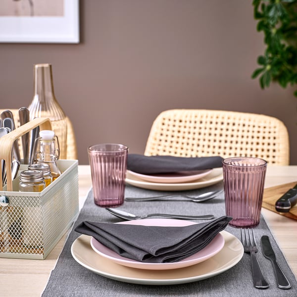 VIMPELFISK - VIMPELFISK 24-piece cutlery set with holder, stainless steel bamboo/off-white