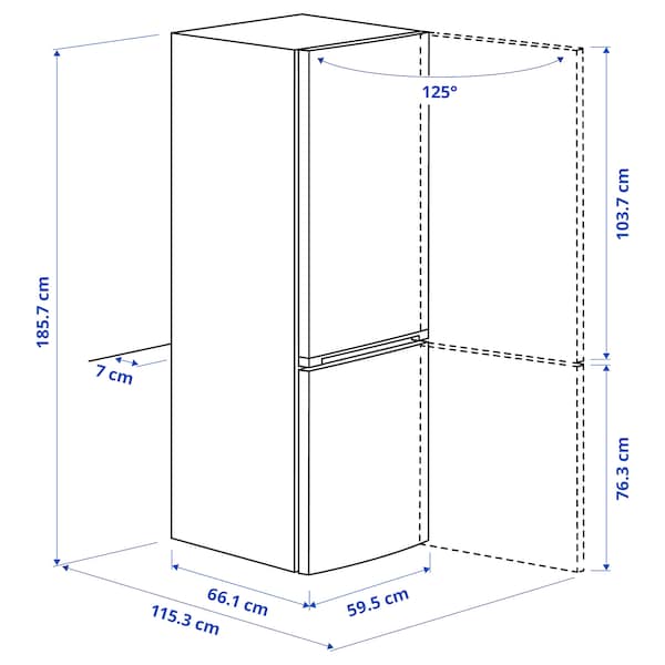 Ikea VINDÅS - Fridge/freezer, IKEA 300 freestanding/white, ,