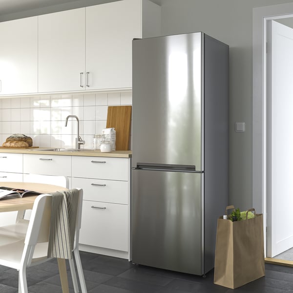 VINDÅS fridge/freezer, IKEA 300 freestanding/stainless steel colour, 223/120 l