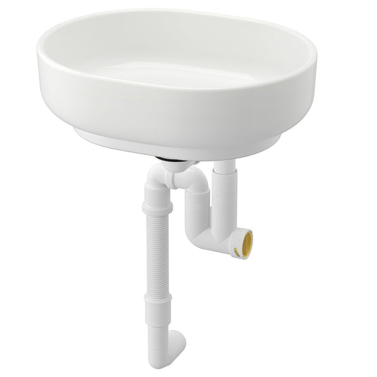 VINDELÄLVEN countertop wash-basin w water trap, white, 39x31 cm