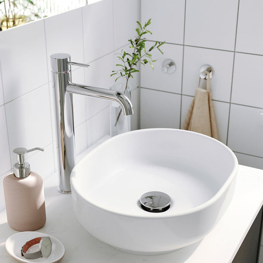 VINDELÄLVEN countertop wash-basin w water trap, white, 39x31 cm