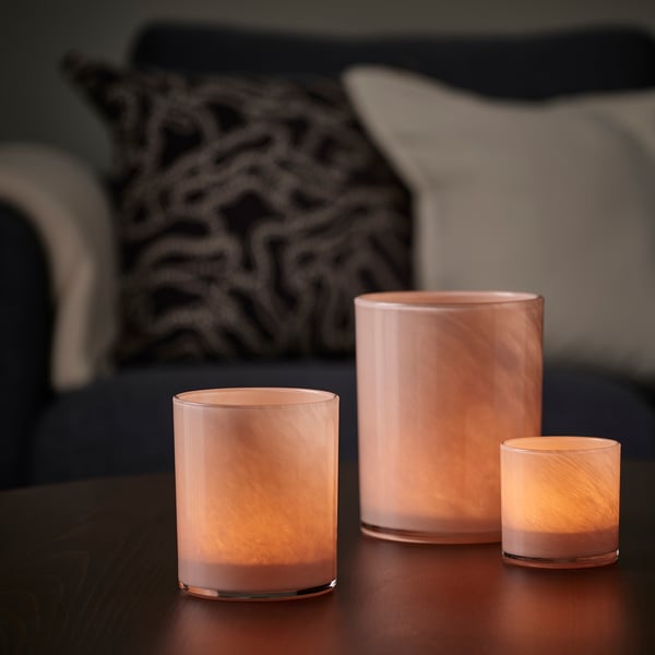 VINDSTILLA candle holder, beige, 11 cm