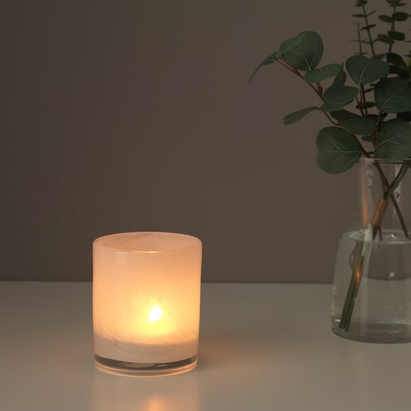 VINDSTILLA - Candle holder, white, 11 cm