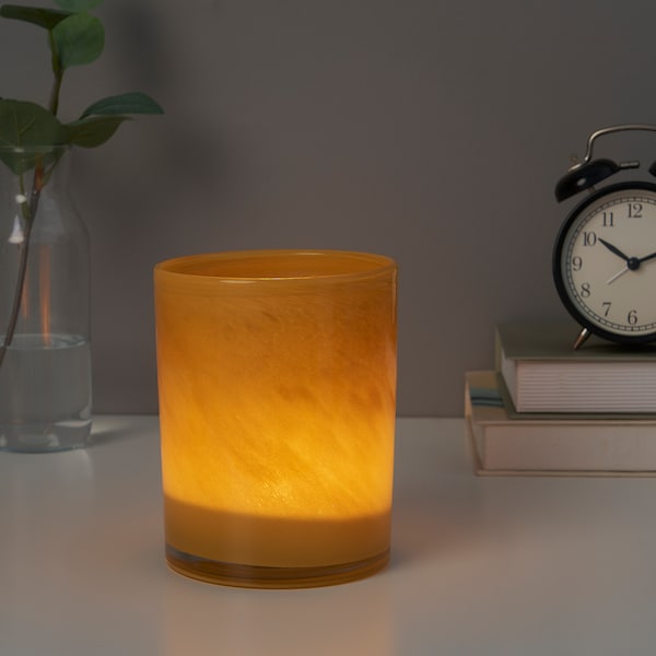 VINDSTILLA - Candle holder, yellow, 15 cm