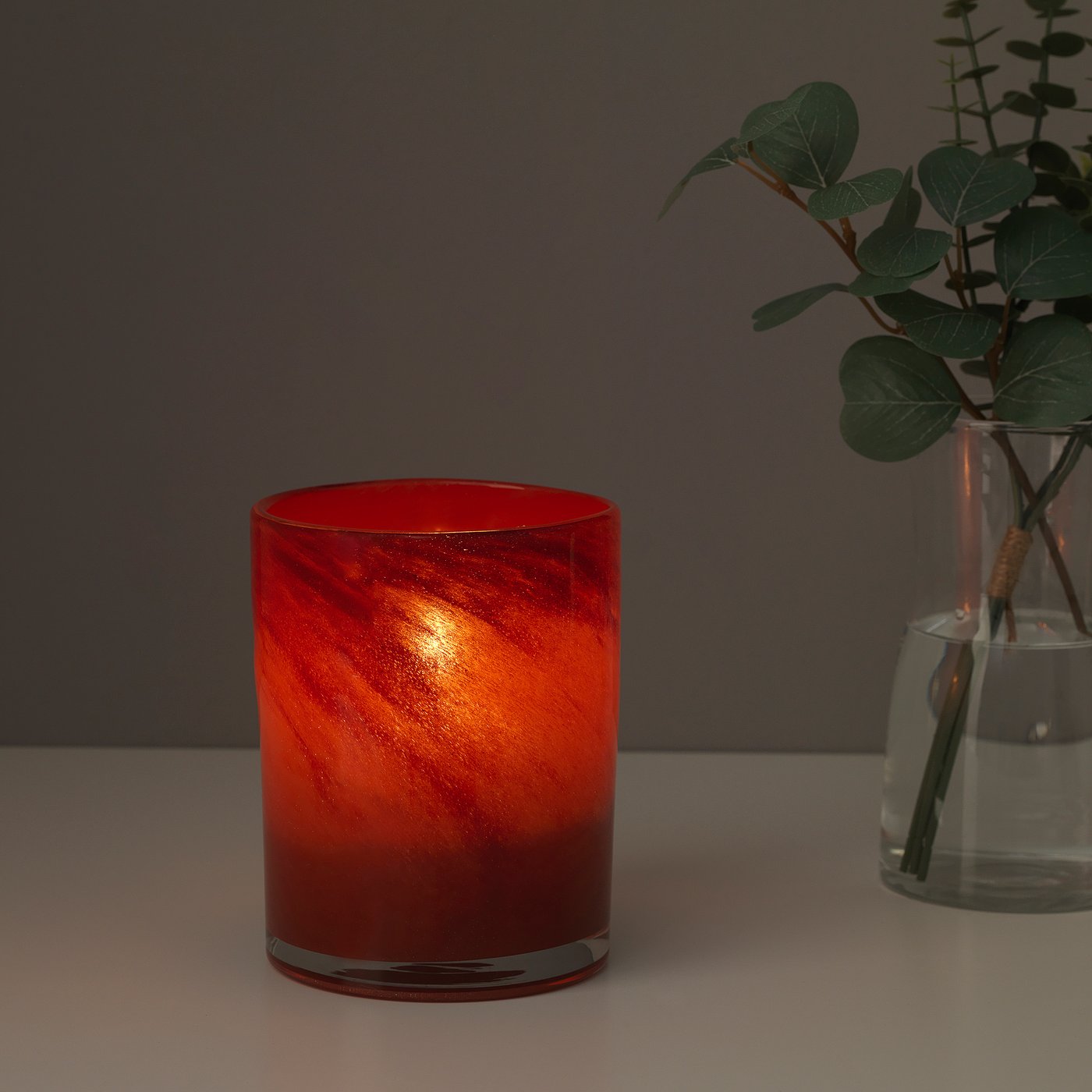 VINDSTILLA candle holder, red, 12 cm