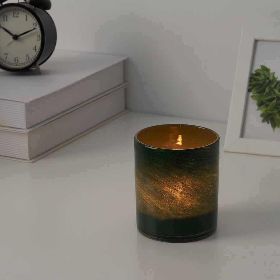 VINDSTILLA candle holder, dark green, 11 cm