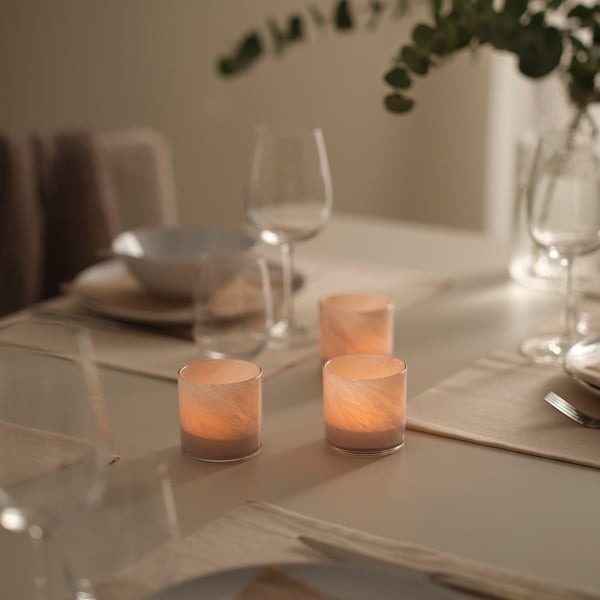 VINDSTILLA tealight holder, beige, 7 cm