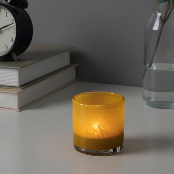 VINDSTILLA - Tealight holder, yellow, 7 cm