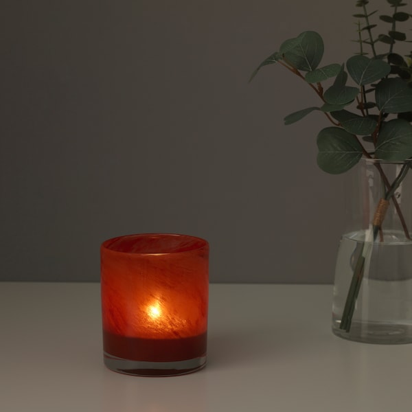 VINDSTILLA - Tealight holder, red, 11 cm