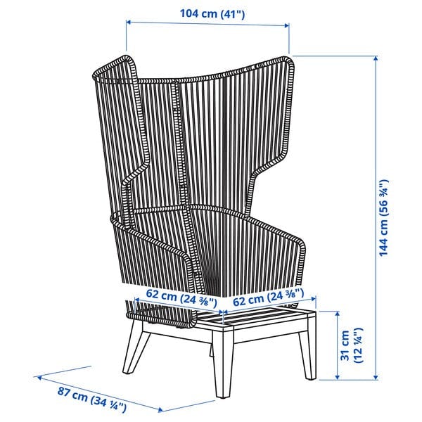 Ikea VINGSÖN Indoor/outdoor armchair - grey/Järpön/Duvholmen anthracite ,