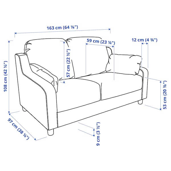 VINLIDEN - 2 seater sofa, Hakebo dark grey