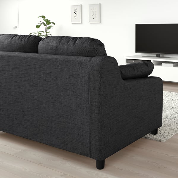 VINLIDEN - 3-seater sofa with chaise-longue, Hillared anthracite ,