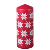 VINTER 2021 unscented block candle, star pattern white/red, 20 cm