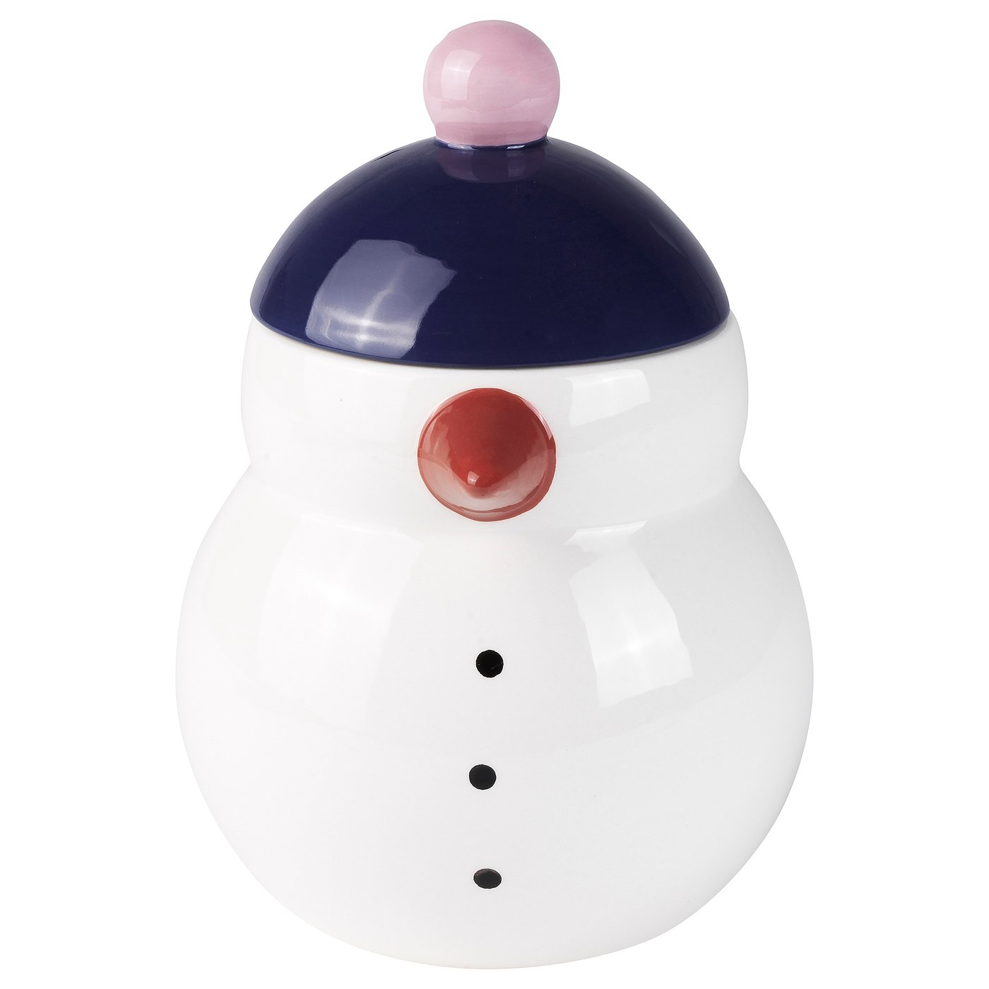 VINTERFINT jar with lid, snowman white, 13 cm